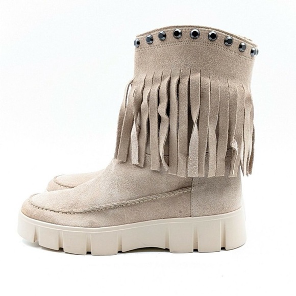 Geox Suede Ghoula Fringe Tan Fringe Sneaker Boot Bootie New Size 38.5 = 8-8.5 - Picture 5 of 9